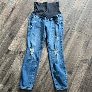 Sonoma Blue Distressed Maternity Jeggings with 6.5inch Waistband